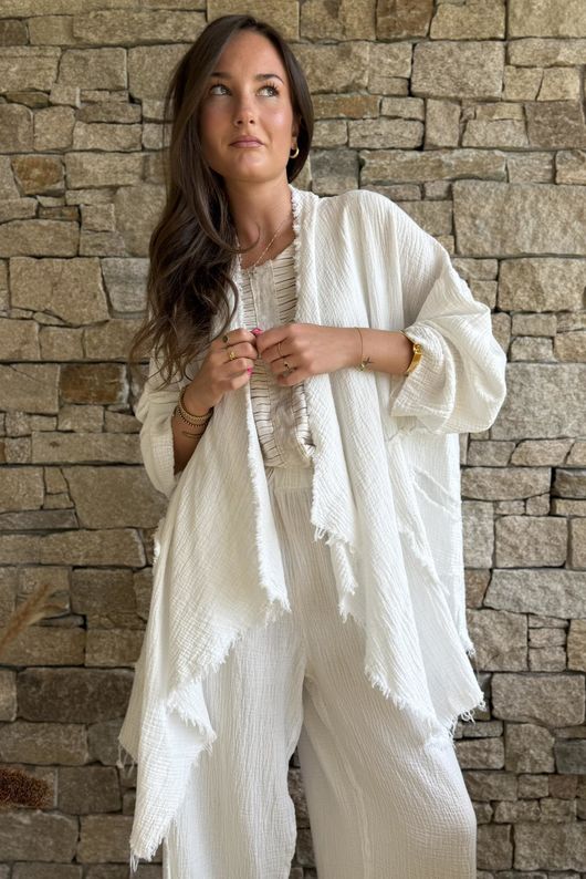 Rustic Nature Bubble Cotton Waterfall Jacket White 